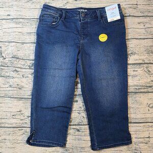 NWT Girls Soft Jeggings Capri Cat & Jack Dark Wash Adjustable Waist Size XL